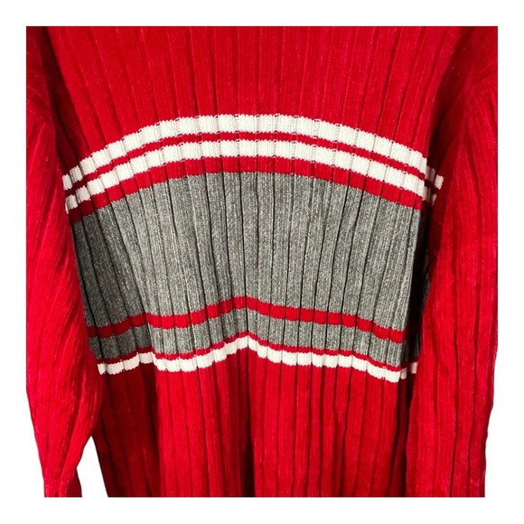 South‎ Pole Vintage Y2K Red Gray Thick Ribbed Mock Neck Sweater Men Size XL - Picture 2 of 8